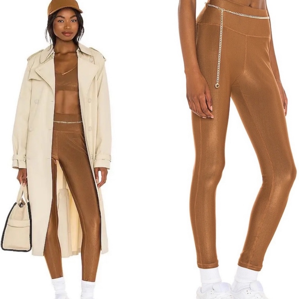 We wore what high-rise brown ribbed leggings
